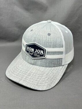 Ron Jon Surf Shop Patch Trucker Hat Gray White Mesh Snapback Adult Cap Souvenir